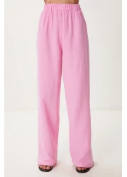 Happiness İstanbul Women's Pink Lacing Detailed Muslin Bottom-Top Set Bv00171