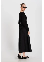 minaaise فستان نسائي محبوك ومنسوج باللون الأسود 29155