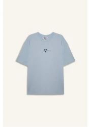 Defacto تي شيرت بأكمام قصيرة مطبوع عليه رقبة دائرية مريح من القطن بنسبة 100% من الفايكنج B8092ax25sp