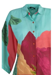  Collection طقم قميص وشورت من القطن بنمط المناظر الطبيعية للشاطئ - TBESS22AU0040