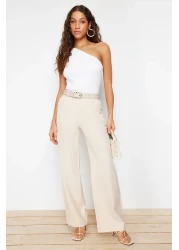  Collection بنطال قماش مطوي عالي الخصر بأرجل واسعة - TWOAW21PL0076