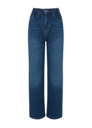  Collection بنطلون جينز أزرق داكن عالي الخصر وواسع الساق TWOAW24JE00074