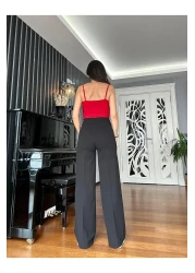 Atelier Derin بنطلون أسود عالي الخصر واسع القطع