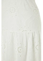 Collection White Waist Opening Midi Lined Embroidery Woven Dress TWOSS23EL00156