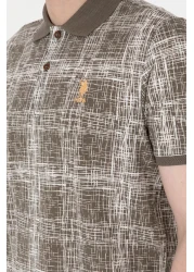 U.S. Polo Assn. Men's Regular Fit Polo Neck Mink Patterned T-Shirt 50299641-Vr052