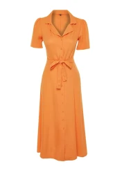  Collection Orange Midi Woven Shirt Dress TWOSS24EL00448