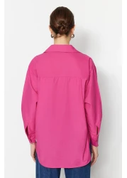  Collection Fuchsia Single Pocket Boyfriend/Wide Fit Cotton Woven Shirt TWOAW20GO0115