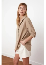  Collection قميص منسوج من القطن بقصة فضفاضة من المنك TWOAW20GO0107