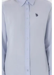 U.S. Polo Assn. قميص نسائي أساسي أزرق فاتح بأكمام طويلة 50307726 -VR003