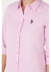 U.S. Polo Assn. قميص نسائي وردي بأكمام طويلة - موديل أساسي50288851-vr041
