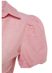  Collection Pink Striped Double Breasted Collar Midi Woven Dress TWOSS23EL02233