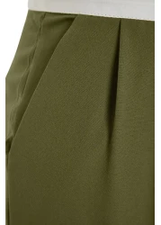  Collection Oil Green Wide Leg New Tyle Fabric Trousers