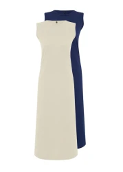  Modest Pack of 2 Navy Blue and Mink 100% Cotton Knitted Dress - TCTAW22UK0110