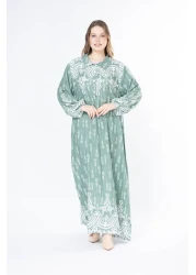 mervemoda فستان نسائي طويل من الفسكوز المنسوج مقاس كبير