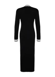  Collection Color Blocked Black Maxi Knitwear Dress - TWOAW24EL00017