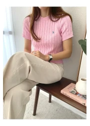 ASEZ BUTİK Women's Short Sleeve Summer Thin Knitwear Blouse