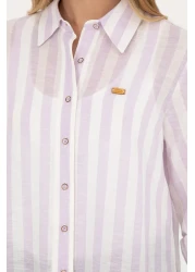 U.S. Polo Assn. Lilac Linen Look Women's Shirt - Long Sleeve50288408-VR034