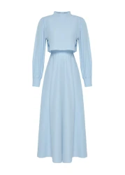  Modest Light Blue Aller Piece Detail Woven Dress Tctss24Eb00190