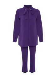  Modest Purple Bird Eye Detailed Aerobin Woven Lower Upper Set TCTSS24US00054