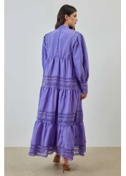 Hooopstore فستان بتفاصيل دانتيل أرجواني