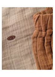 BALKABAĞI طقم قميص وبنطلون موسلين بني مرير - 2-8 سنوات MTYE0059