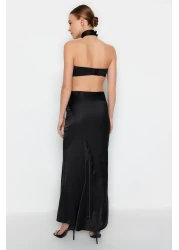  Collection Satin Woven Black Long Skirt - TPRAW24ET00040