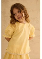 Fahhar Kids طقم تنورة بتفاصيل حجر الماء باللون الأصفر