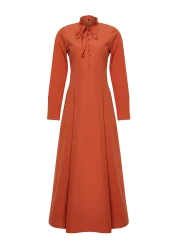  Modest Tile Collar Tie Detailed Buttoned Woven Dress TCTSS24EB00149