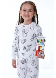 Yalçınoğlu Kids Paintable Children's Pajamas Set + Pencil I Colorful Dreams I Redesign Every Wash