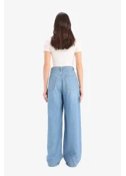 Defacto بنطلون جينز واسع الساق عالي الخصر وواسع الساق طويل ناعم E1679ax25sm