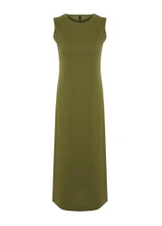  Modest فستان كاكي طويل بدون أكمام TCTSS21UK0034