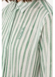 U.S. Polo Assn. Women's Green Long Sleeve Striped Shirt 50299509 -Vr054