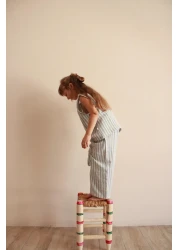 Oh La La Koala For Little Ones Blue Striped Asymmetrical Pocketed Muslin Set