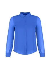  Collection قميص منسوج أزرق فاتح شفاف - مقاس عادي عادي TWOAW20GO0116