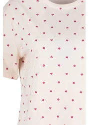  Collection Light Pink 100% Cotton Polka Dot and Heart Shorts Knitted Pajamas Set Thmss21Pt1485