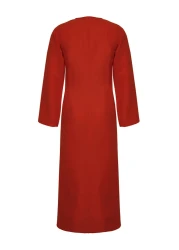  Collection Red Maxi Woven Flounce 100% Cotton Beach Dress Tbess25El00015