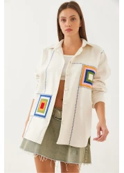 Bianco Lucci Women's Embroidery Detailed Stitched Shirt 60351009