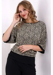 Şiir بلوزة Melipilla النسائية ذات الاسم الفهد والتعامل مع القطن الممشط