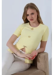 Butik Beyza بلوزة ليكرا بأزرار شمسية