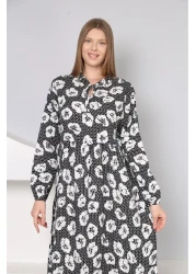 mervemoda Cotton woven fabric - Women's long sleeved summer dress