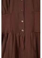  Modest Dark Brown Elastic Waist Dress Tctss25Eb00016