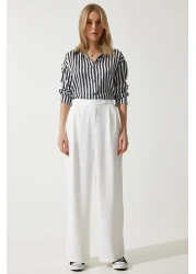 Happiness İstanbul Women's Off-White Loose Palazzo Trousers RV00191