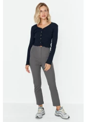  Collection بنطال منسوج بطول الكاحل عالي الخصر - تفاصيل كوليت، TWOSS20PL0515