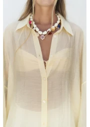 BOHEMAİ قميص ليرا أصفر كبير الحجم