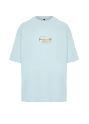  Collection Oversize Blue Embroidered Landscape T-Shirt - 100% Cotton, Short Sleeve - TMNSS23TS00243