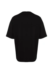  Collection تي شيرت قطني أسود كبير الحجم مع تطريز ديناصور - TMNSS23TS00243