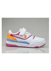 U.S. Polo Assn. حذاء رياضي فيلكرو بناتي، حذاء رياضي من الجلد باللون الأبيض