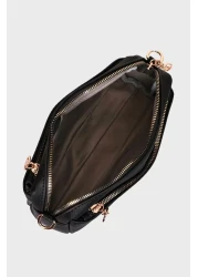 Les Crioch Black Women's Cross Shoulder Bag - 3 Compartments, Lined and Adjustable Column Strap