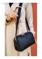 Just Polo Justpolo Women's Black 5-Compartment Adjustable Long Strap Shoulder Bag Messenger Bag