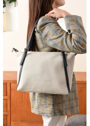 Just Polo Women's Stone Navy Blue Large Size Lacost Fabric Hand and Shoulder Bag P346037Mh